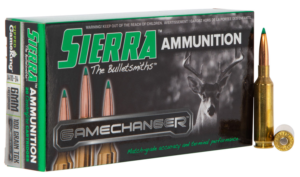 Sierra A411004 GameChanger  6mm Creedmoor 100 gr 3135 fps Sierra Tipped GameKing (TGK) 20 Bx/10 Cs