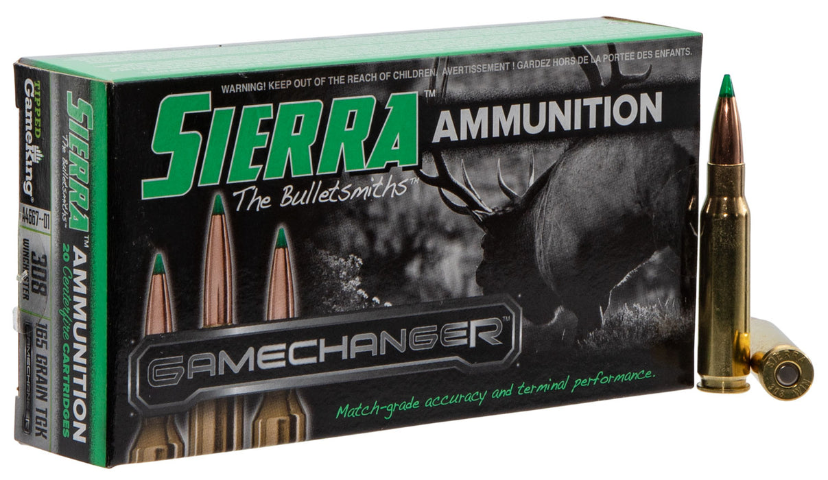 Sierra A466701 GameChanger  308 Win 165 gr 2680 fps Sierra Tipped GameKing (TGK) 20 Bx/10 Cs