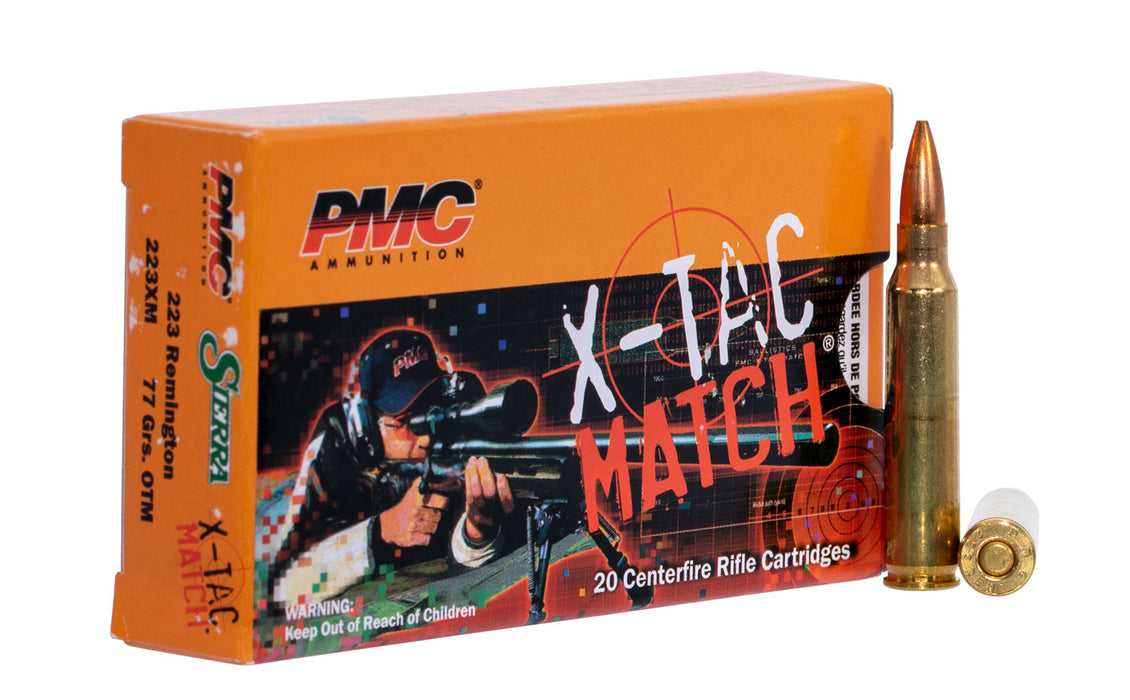 PMC 223XM X-Tac Match  223 Rem 77 gr 2790 fps Open Tip Match (OTM) 20 Bx/40 Cs