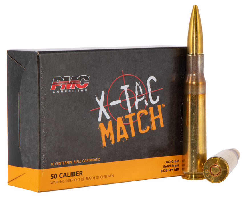 PMC 50XM X-Tac Match  50 BMG 740 gr 2830 fps Solid Brass (SB) 10 Bx/20 Cs