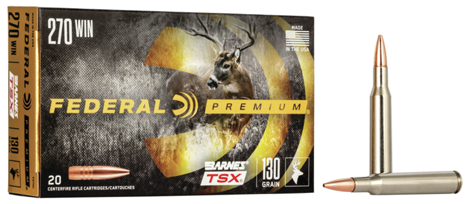 Federal P270L Premium  270 Win 130 gr Barnes TSX 20 Per Box/10 Cs