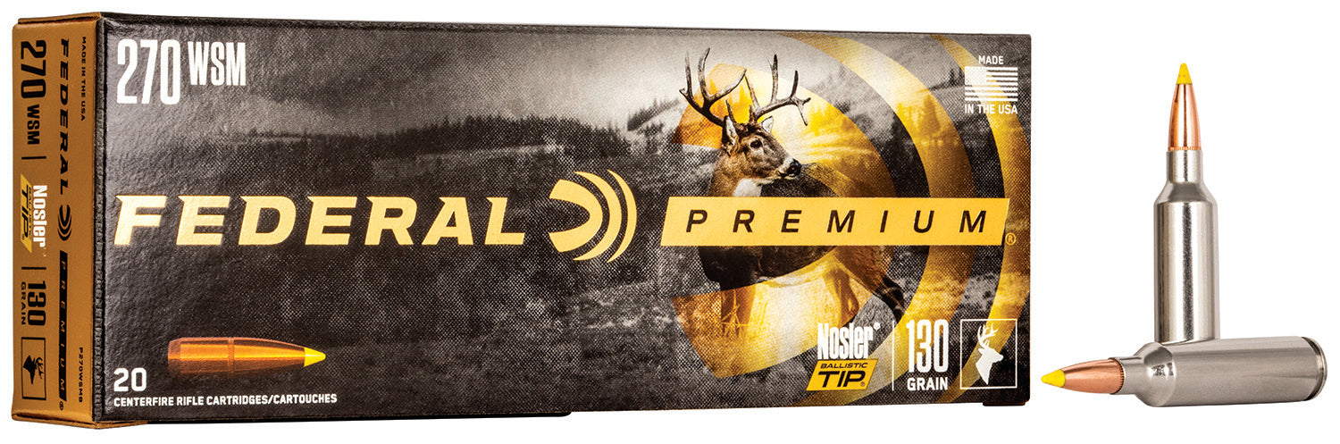 Federal P270WSMB Premium  270 WSM 130 gr Nosler Ballistic Tip (NBT) 20 Per Box/10 Cs