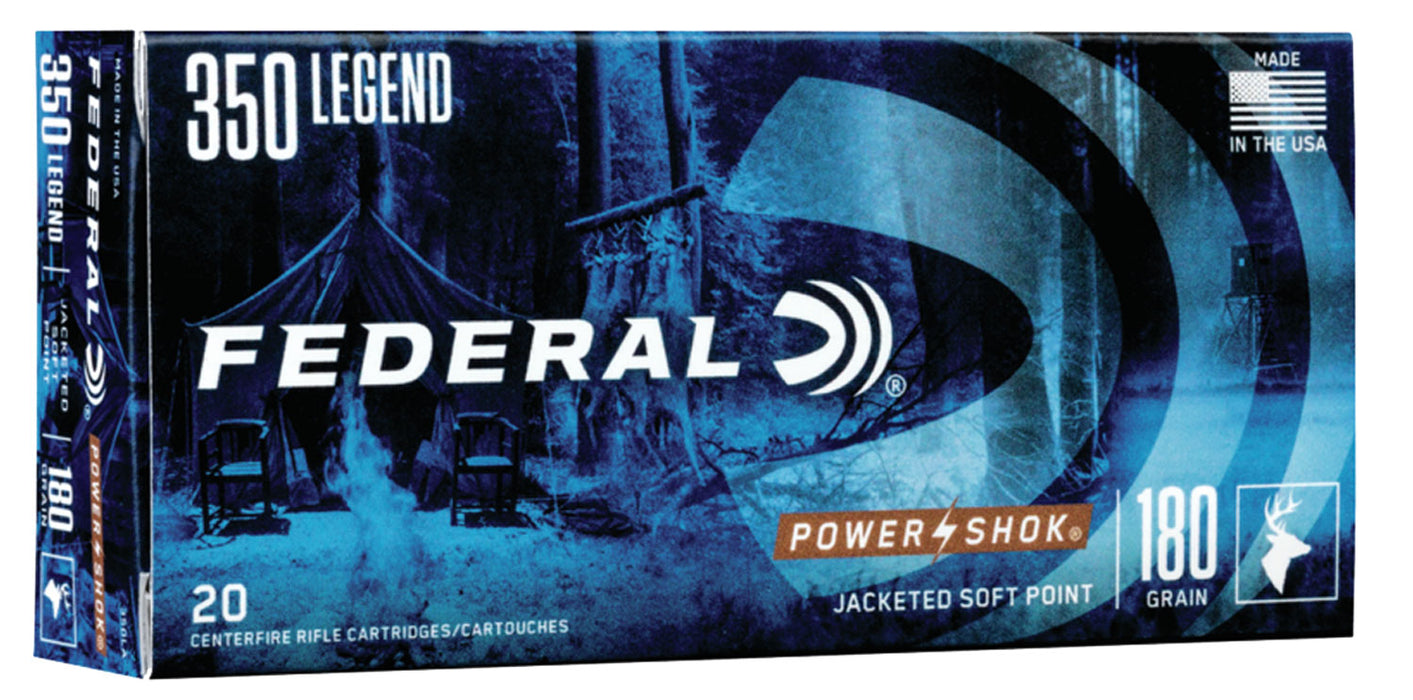 Federal 350LA Power-Shok  350 Legend 180 gr 2100 fps Jacketed Soft Point (JSP) 20 Bx/10 Cs