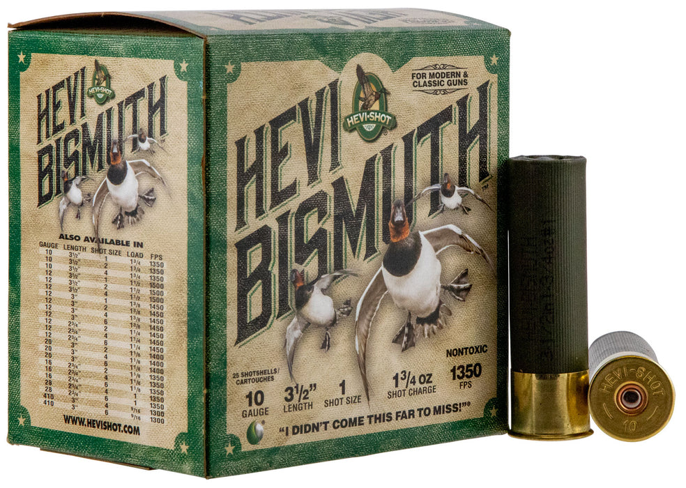 HEVI-Shot HS15501 HEVI-Bismuth Waterfowl 10 Gauge 3.50" 1 3/4 oz 1350 fps Bismuth 1 Shot 25 Bx/10 Cs