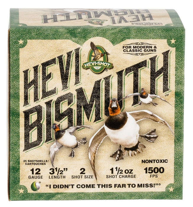 HEVI-Shot HS14502 HEVI-Bismuth Waterfowl 12 Gauge 3.50" 1 1/2 oz 1500 fps Bismuth 2 Shot 25 Bx/10 Cs