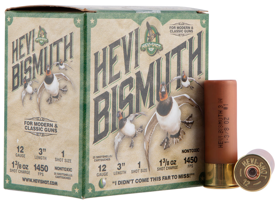 HEVI-Shot HS14001 HEVI-Bismuth Waterfowl 12 Gauge 3" 1 3/8 oz 1450 fps Bismuth 1 Shot 25 Bx/10 Cs