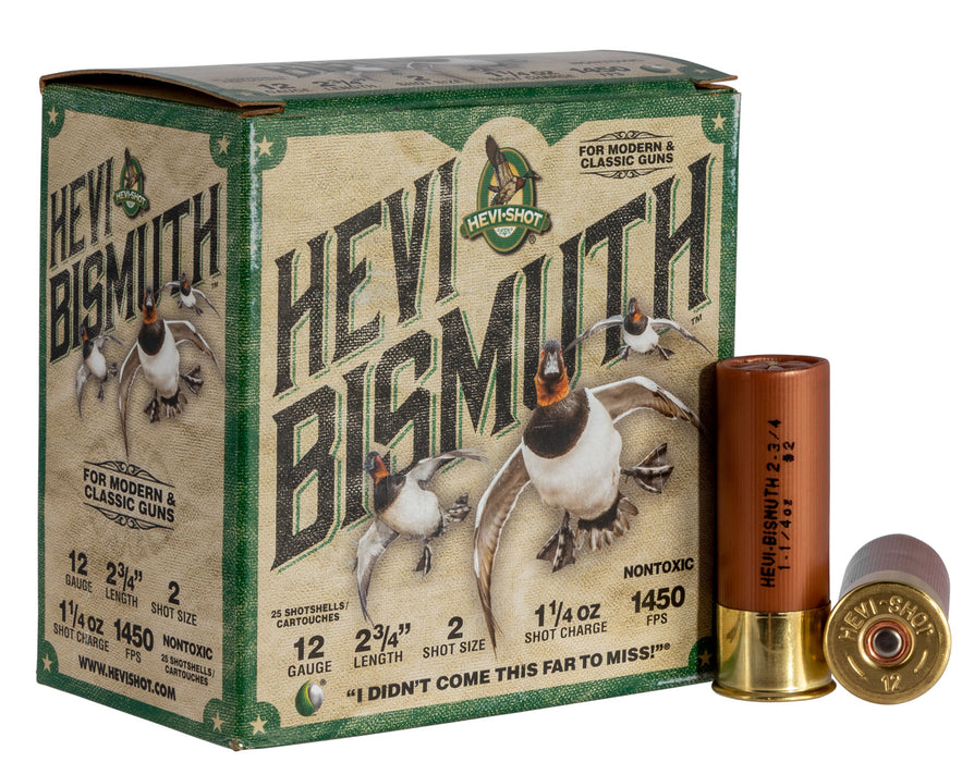 HEVI-Shot HS14702 HEVI-Bismuth Waterfowl 12 Gauge 2.75" 1 1/4 oz 1450 fps Bismuth 2 Shot 25 Bx/10 Cs