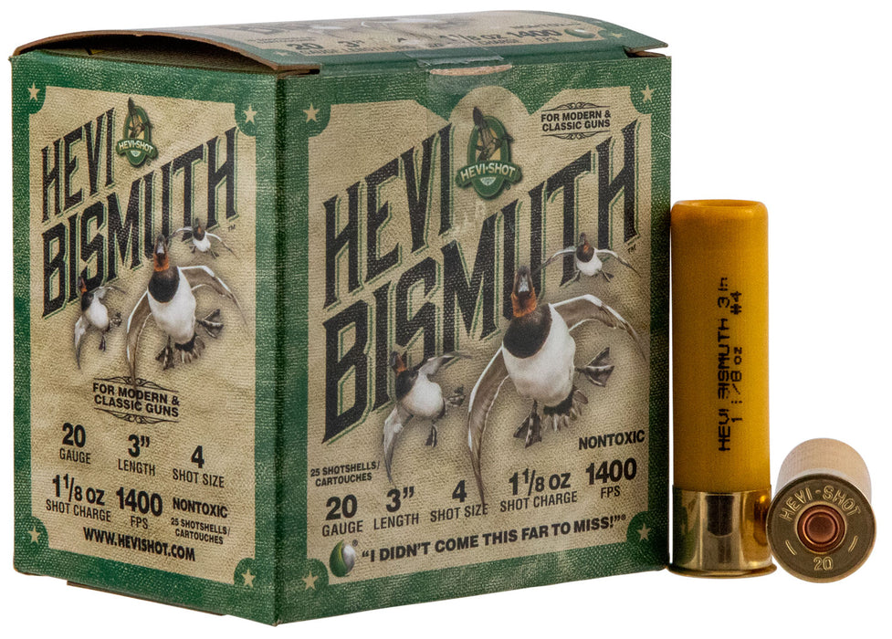 HEVI-Shot HS17004 HEVI-Bismuth Waterfowl 20 Gauge 3" 1 1/8 oz 1400 fps Bismuth 4 Shot 25 Bx/10 Cs