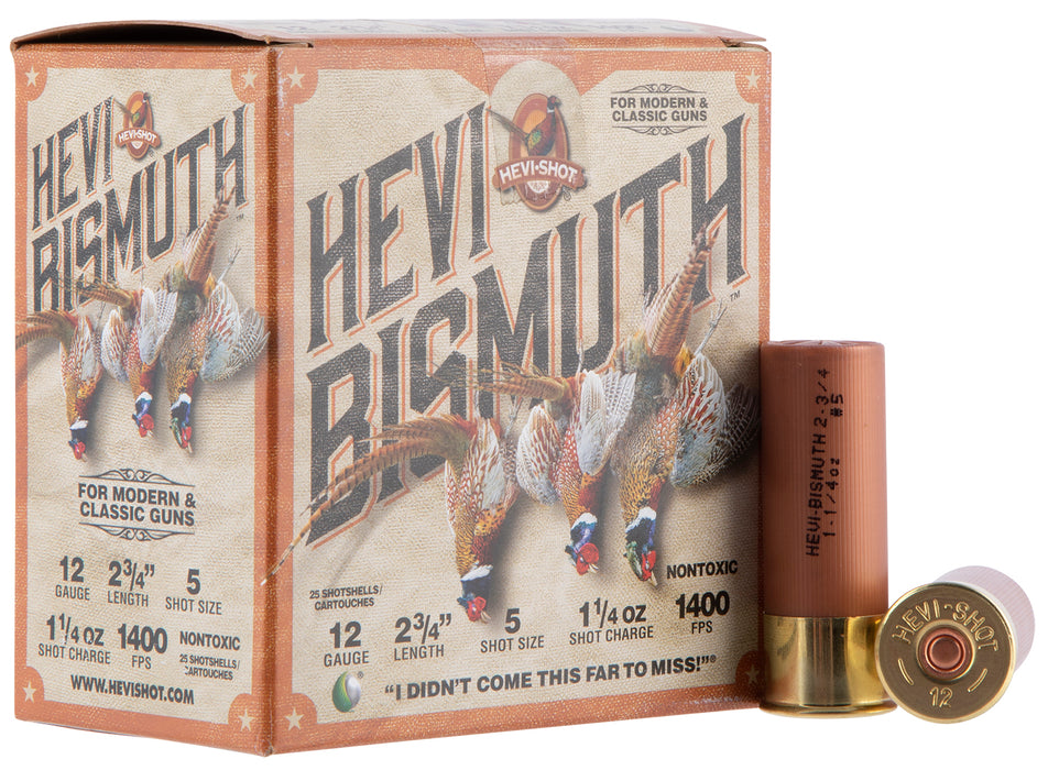 HEVI-Shot HS14715 HEVI-Bismuth Upland 12 Gauge 2.75" 1 1/4 oz 1400 fps Bismuth 5 Shot 25 Bx/10 Cs