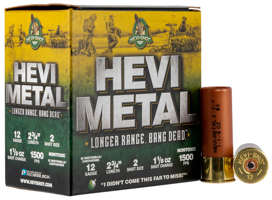 HEVI-Metal HS38702 Hevi-Metal Longer Range 12 Gauge 2.75" 1 1/8 oz 1500 fps 2 Shot 25 Bx/10 Cs