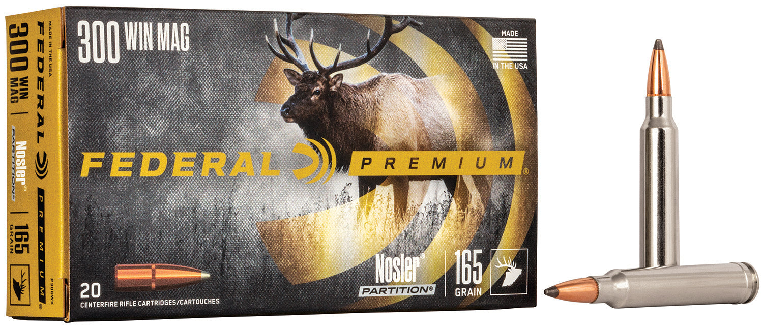 Federal P300WK Premium  300 Win Mag 165 gr Nosler Partition (NP) 20 Per Box/10 Cs