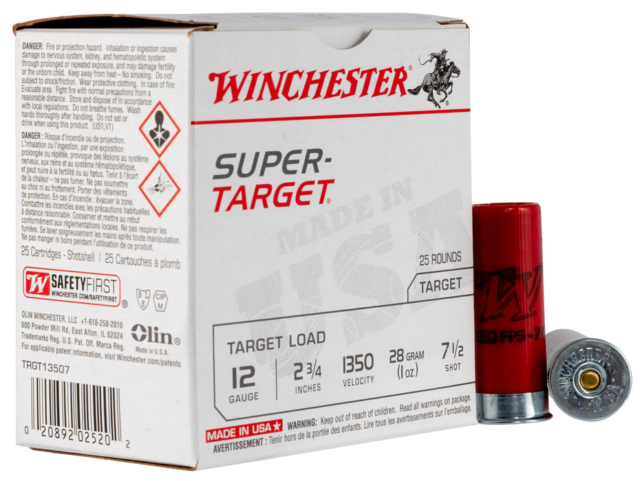 Winchester Ammo TRGT13507 Super-Target Light Target 12 Gauge 2.75" 1 oz 1350 fps 7.5 Shot 25 Bx/10 Cs