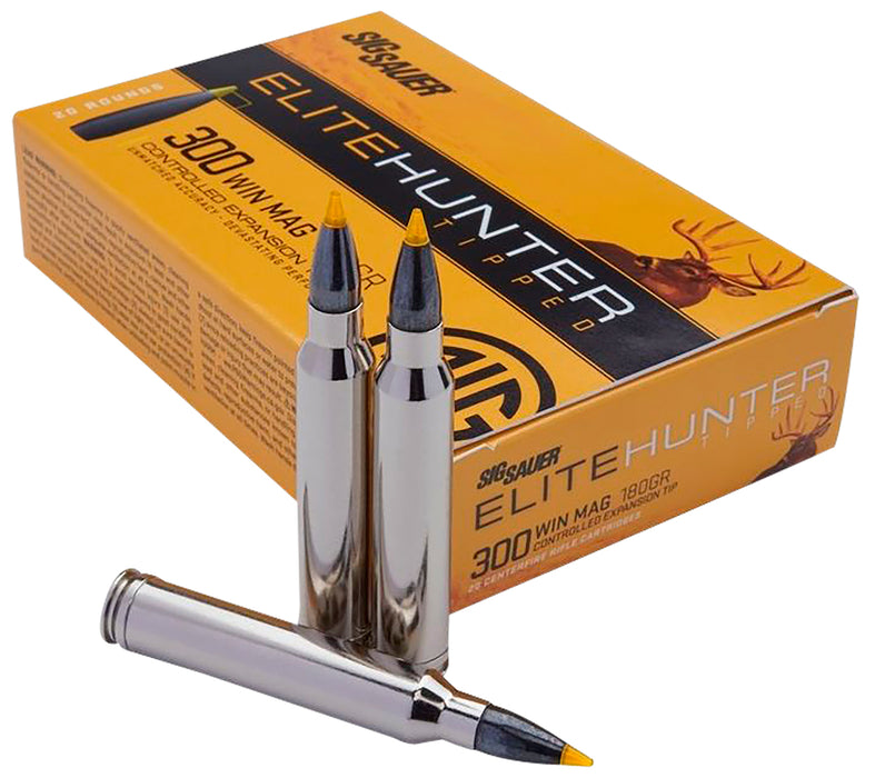 Sig Sauer E3WMMTH320 Elite Hunter Tipped  300 Win Mag 180 gr 2960 fps Controlled Expansion Tip (CET) 20 Bx/10 Cs