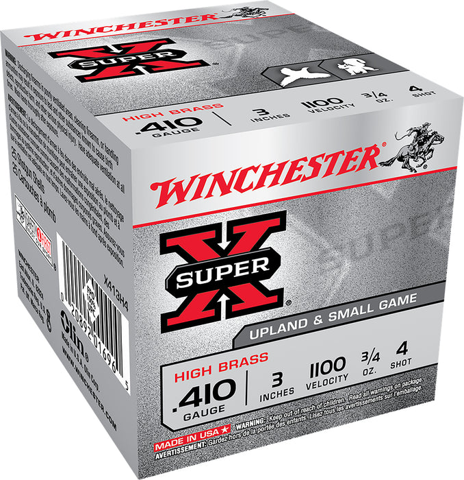 Winchester Ammo X413H4 Super X Heavy Game Load High Brass 410 Gauge 3" 3/4 oz 1100 fps 4 Shot 25 Bx/10 Cs