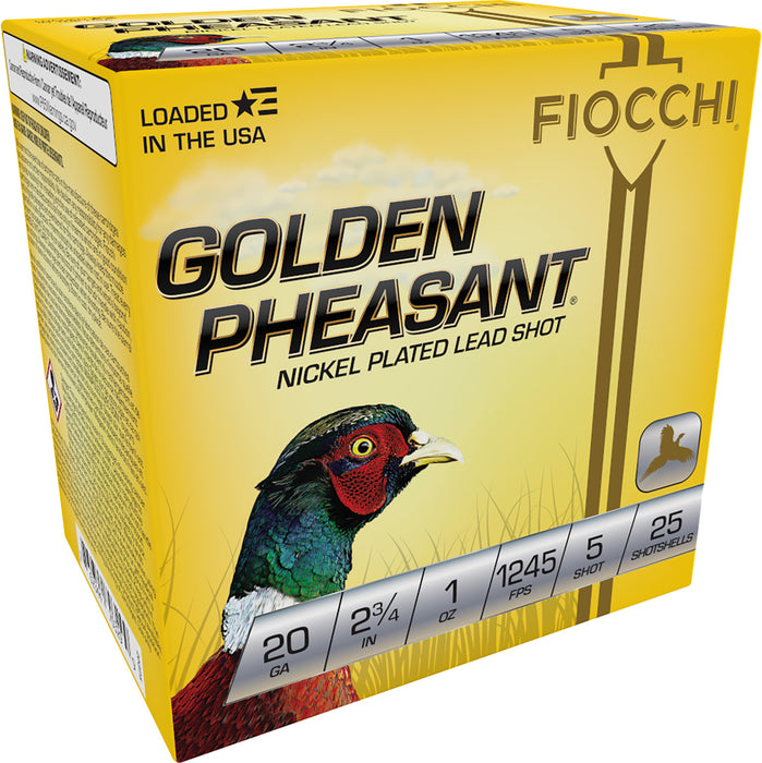 Fiocchi 20GP5 Golden Pheasant  20 Gauge 2.75" 1 oz 1245 fps 5 Shot 25 Bx/10 Cs