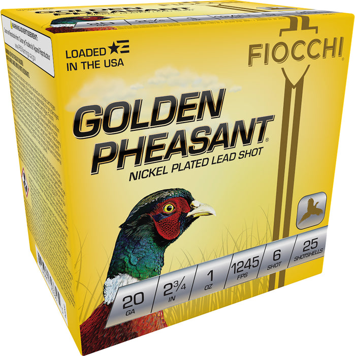 Fiocchi 20GP6 Golden Pheasant  20 Gauge 2.75" 1 oz 1245 fps 6 Shot 25 Bx/10 Cs