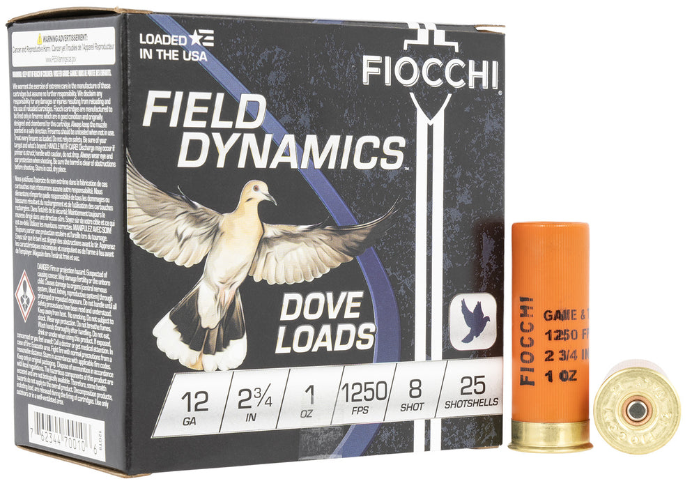 Fiocchi 12GT8 Field Dynamics Dove & Quail 12Gauge 2.75" 1oz 8Shot