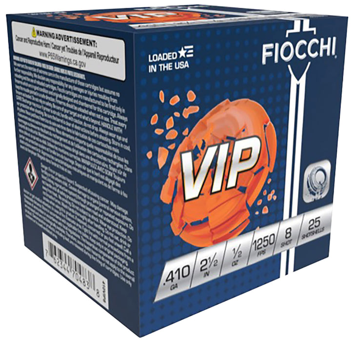 Fiocchi 410VIP8 Exacta Target VIP 410 Gauge 2.50" 1/2 oz 1250 fps 8 Shot 25 Bx/10 Cs