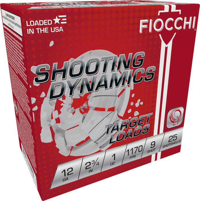 Fiocchi 12SD1L9 Shooting Dynamics Target 12 Gauge 2.75" 1 oz 1170 fps 9 Shot 25 Bx/10 Cs