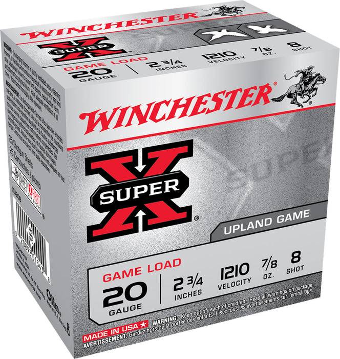 Winchester Ammo XU208 Super X Game Load 20 Gauge 2.75" 7/8 oz 1210 fps 8 Shot 25 Bx/10 Cs