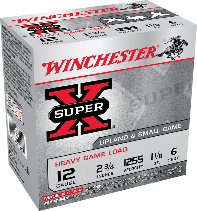 Winchester Ammo XU12H6 Super X Heavy Game Load 12 Gauge 2.75" 1 1/8 oz 1255 fps 6 Shot 25 Bx/10 Cs