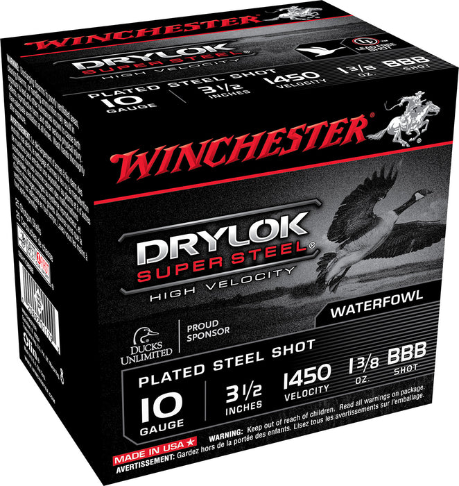 Winchester Ammo SSH10BBB DryLock Super  High Velocity 10 Gauge 3.50" 1 3/8 oz 1450 fps BBB Shot 25 Bx/10 Cs