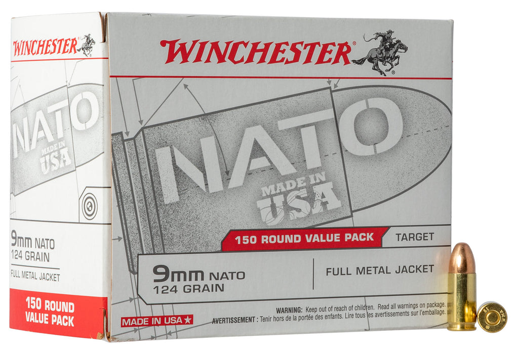 Winchester Ammo USA9NATO USA  9mm NATO 124 gr Full Metal Jacket (FMJ) 150 Bx/5 Cs