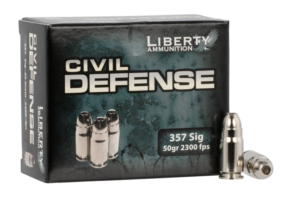 Liberty Ammunition LACD357SIG053 Civil Defense  357 Sig 50 gr 2300 fps Lead-Free Fragmenting Hollow Point (LFFHP) 20 Bx/50 Cs