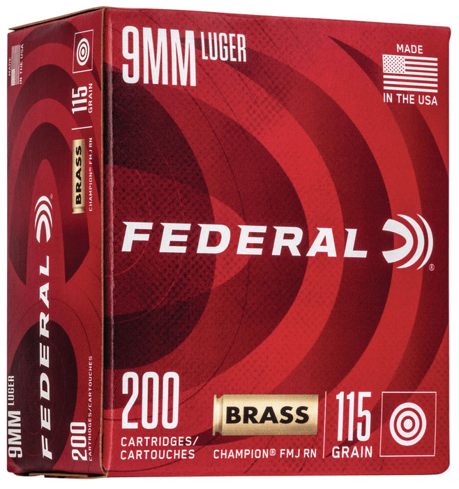 Federal WM51992 Champion Training 9mm Luger 115 gr Full Metal Jacket (FMJ) 200 Per Box/5 Cs