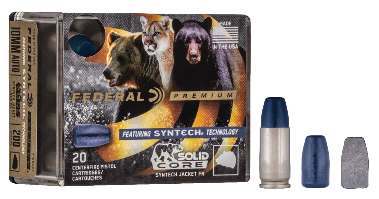 Federal P9SHC1 Premium Hunting 9mm Luger +P 147 gr Solid Core Synthetic Flat Nose 20 Per Box/10 Cs