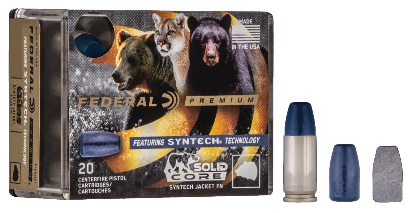 Federal P357SHC1 Premium Hunting 357 Mag 180 gr Solid Core Synthetic Flat Nose 20 Per Box/10 Cs