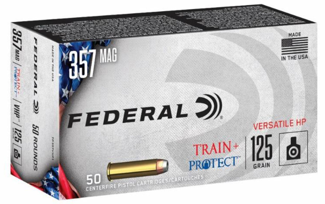 Federal TP357VHP1 Train + Protect  357 Mag 125 gr 1440 fps Versatile Hollow Point (VHP) 50 Bx/10 Cs