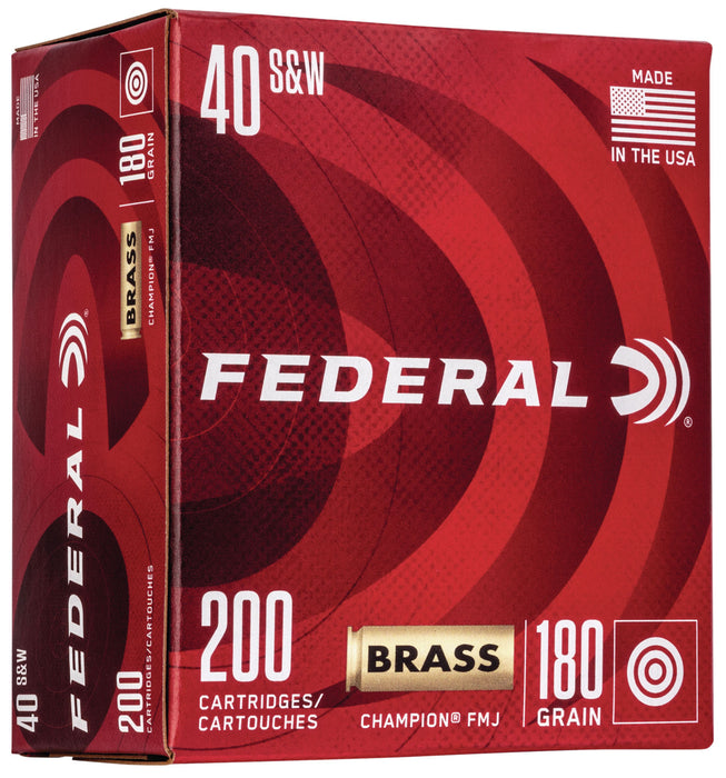 Federal WM52232 Champion Training 40 S&W 180 gr Full Metal Jacket (FMJ) 200 Bx/ 5 Cs