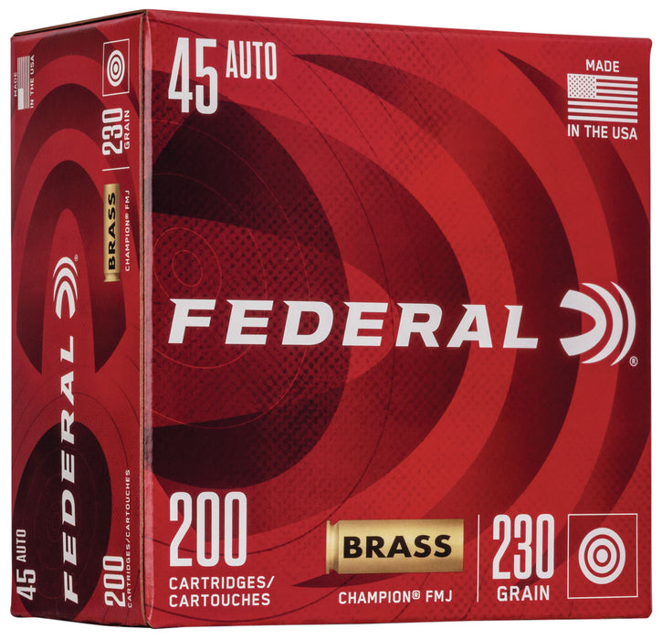 Federal WM52332 Champion Training 45 ACP 230 gr Full Metal Jacket (FMJ) 200 Per Box/5 Cs