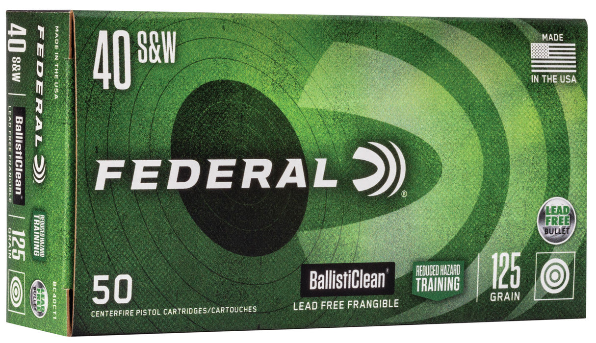 Federal BC40CT1 BallistiClean Reduced Hazard Training 40 S&W 125 gr Lead-Free Frangible 50 Bx/20 Cs