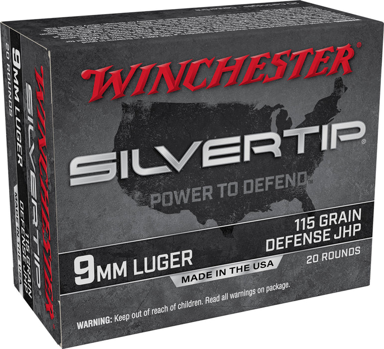 Winchester Ammo W9MMST Silvertip  9mm Luger 115 gr Silvertip Jacket Hollow Point 20 Per Box/10 Cs