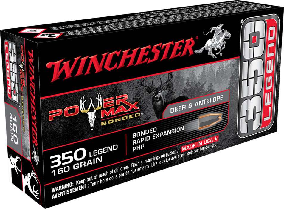 Winchester Ammo X3501BP Power Max Bonded  350 Legend 160 gr 2225 fps Bonded Rapid Expansion PHP 20 Bx/10 Cs