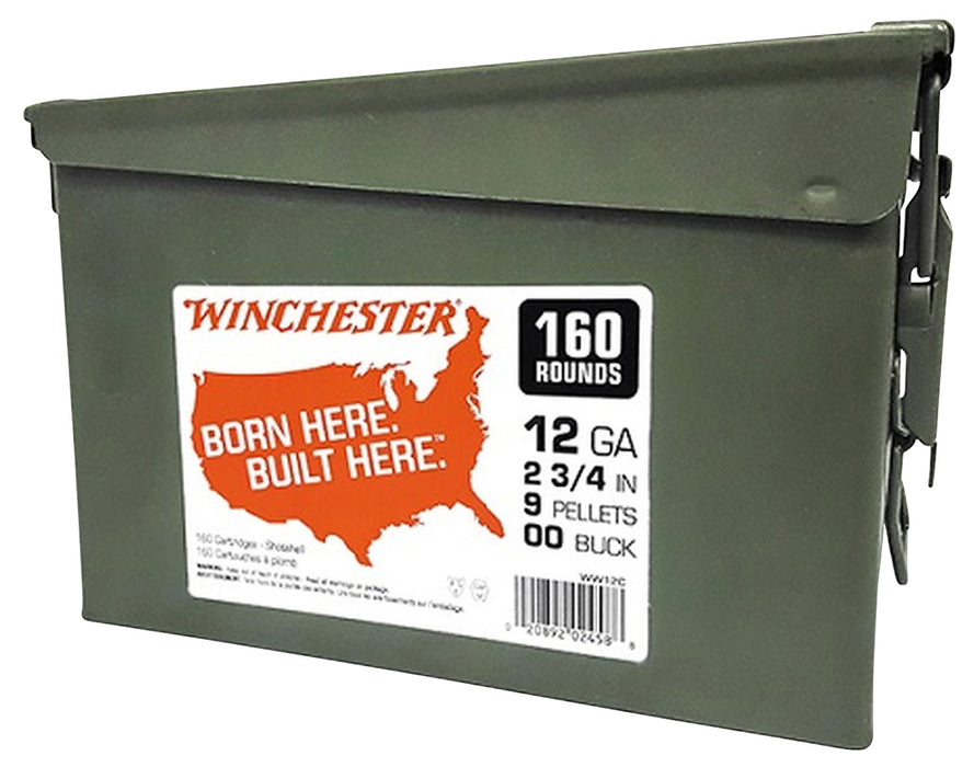 Winchester Ammo WW12C USA  12 Gauge 2.75" 9 Pellets 1325 fps 00 Buck Shot 160rds/2 Case (Ammo Can)