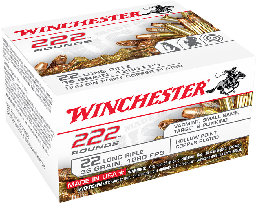 Winchester Ammo 22LR222HP USA  22 LR 36 gr Copper Plated Hollow Point (CPHP) 222 Bx/10 Cs (Bulk)