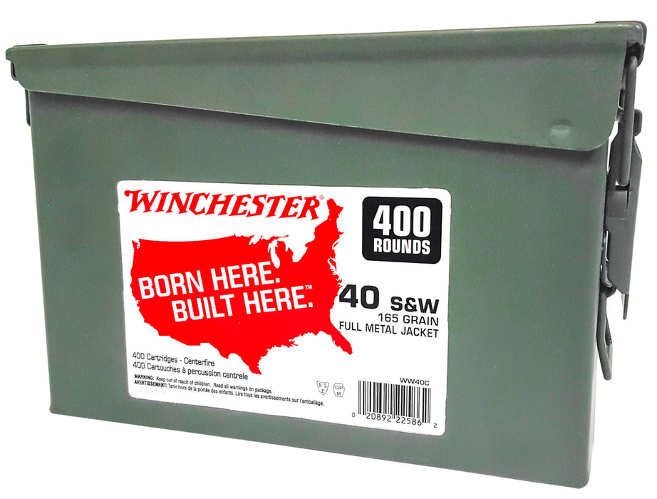 Winchester Ammo WW40C USA  40 S&W 165 gr Full Metal Jacket Truncated-Cone (TCFMJ) 400 Bx/2 Cs (Ammo Can)