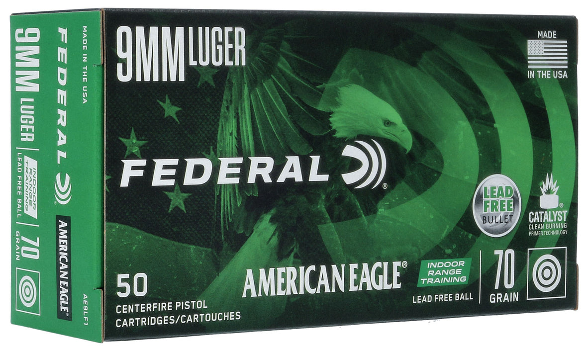 Federal AE9LF1 American Eagle IRT  9mm Luger 70 gr Lead-Free IRT 50 Per Box/10 Cs