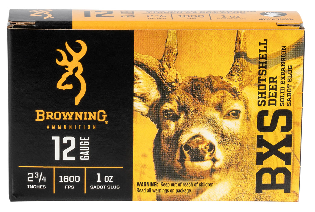 Browning Ammo B193111221 BXS Deer 12 Gauge 2.75" 1 oz 1600 fps Sabot Slug Shot 5 Bx/20 Cs