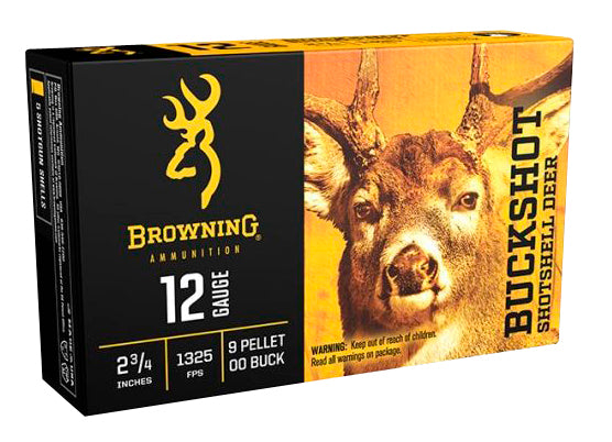 Browning Ammo B193111222 Buckshot  12 Gauge 2.75" 9 Pellets 1325 fps 00 Buck Shot 15 Bx/10 Cs