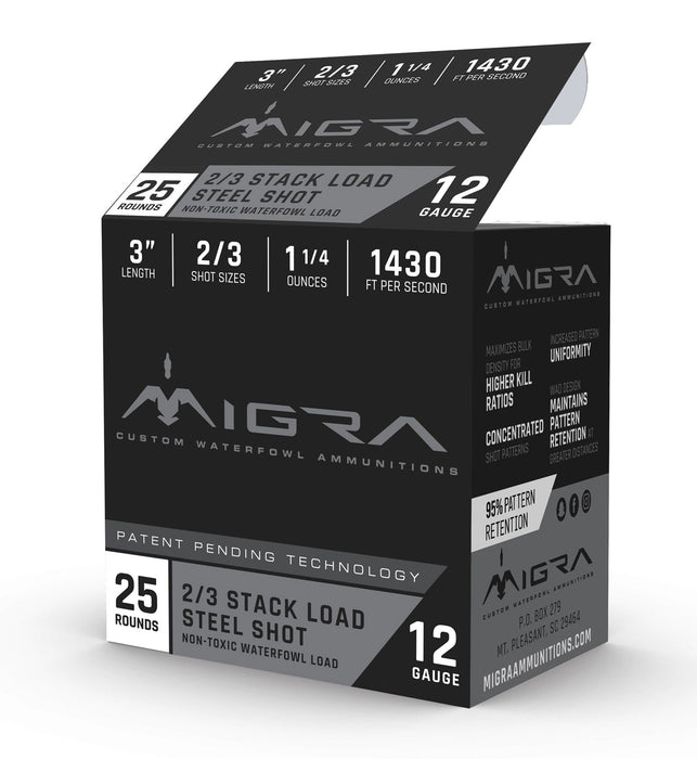 Migra Ammunitions M12S23 Combinational  12 Gauge 3" 1 1/4 oz 2,3 Shot/25 Per Box/10 Cs