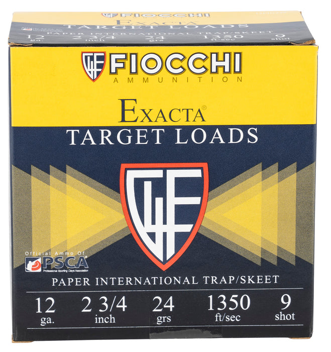 Fiocchi 12PIN249 Exacta Target Paper International 12 Gauge 2.75" 24 gram 1350 fps 9 Shot 25 Bx/10 Cs