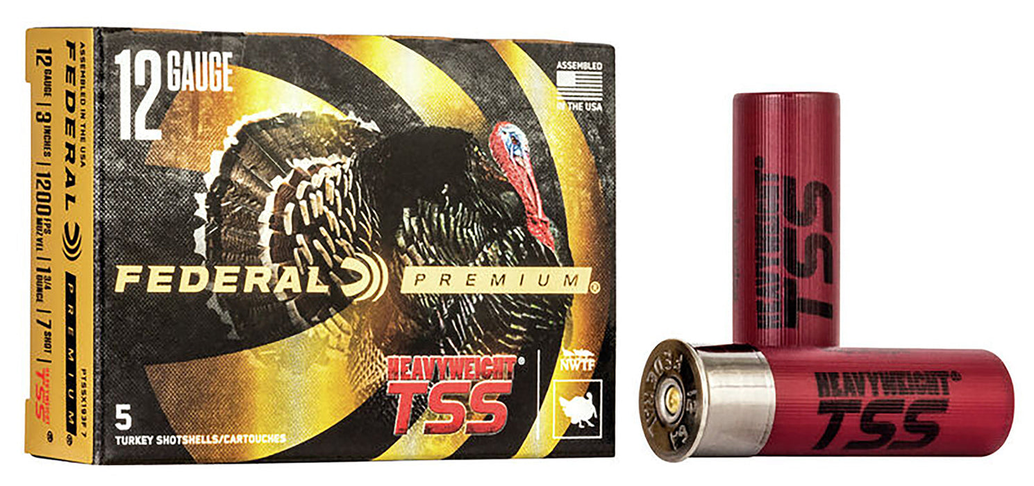 Federal PTSSX193F7 Premium Turkey Heavyweight TSS 12 Gauge 3" 1 3/4 oz 1200 fps Tungsten 7 Shot 5 Bx/50 Cs