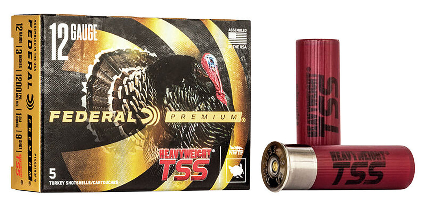 Federal PTSSX193F9 Premium Turkey Heavyweight TSS 12 Gauge 3" 1 3/4 oz 1200 fps Tungsten 9 Shot 5 Bx/50 Cs