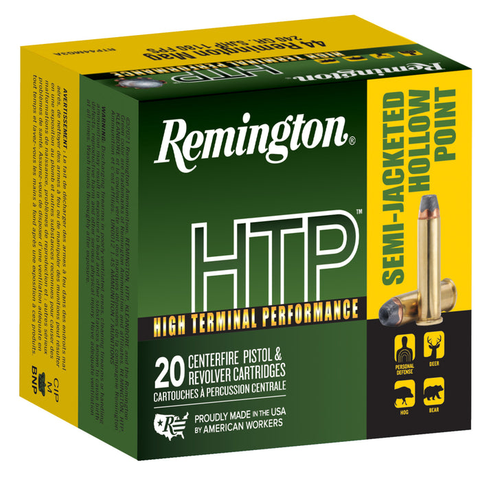 Remington Ammunition 23010 HTP  44 Rem Mag 240 gr 1180 fps Semi-Jacketed Hollow Point (SJHP) 20 Bx/25 Cs