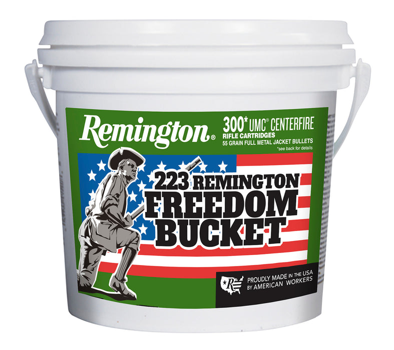 Remington Ammunition 23897 UMC Freedom Bucket 223 Rem 55 gr 3240 fps Full Metal Jacket (FMJ) 300 Bx/4 Cs