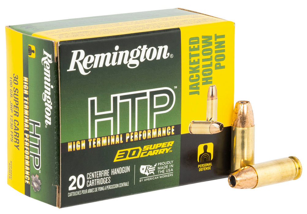 Remington Ammunition R20019 HTP  30 Super Carry 100 gr 1235 fps Jacketed Hollow Point (JHP) 20 Bx/10 Cs